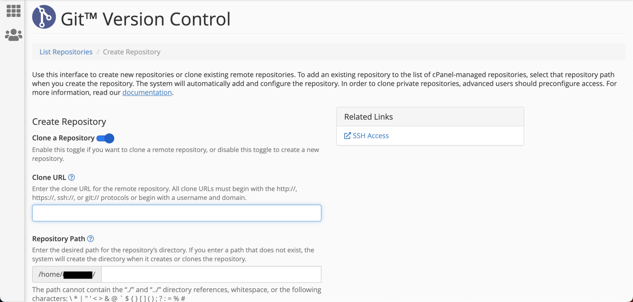 Git Version Control dashboard